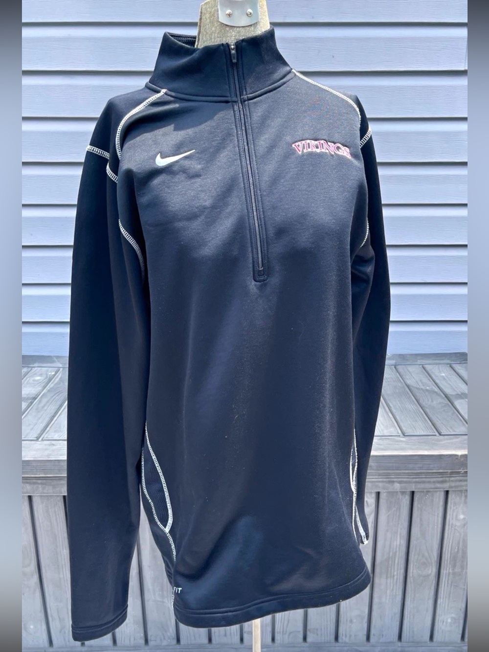 Nike Therma-FIT 1/4 Zip Pullover Womens L Black Vikings Football Team Athletic